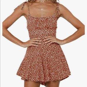 Women's Floral Wide Leg Rompers Spaghetti Strap Tie Ruffle Short Jumpsuits